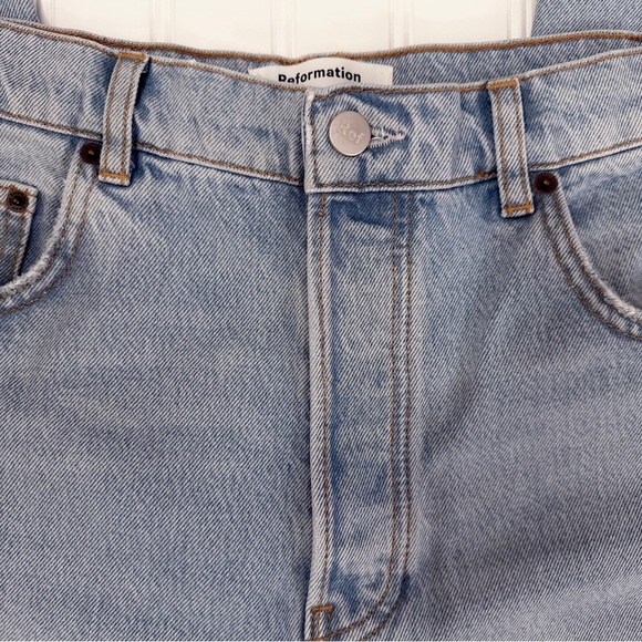 Reformation Cynthia Patch High Rise Straight Jeans In Tahoe NWT - Picture 11 of 14